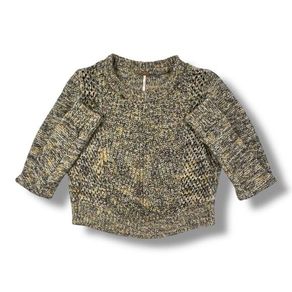 Free People Multicolor Cropped Boxy Sweater Size Small - Picture 1 of 5